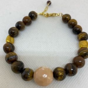 Pulsera de ojo de tigre y centro focal de ágatas